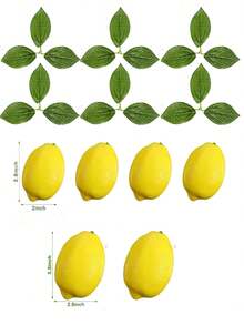 2/12/24/48 piezas Limón realista con hojas, dos tamaños de decoración de limón amarillo artificial, fruta realista, adecuado para decoración de tazón/plato, centro de mesa, decoración de verano de cocina, decoración de frutas, hogar, cocina, mesa de comedor, gabinete, accesorios de fotografía para fiestas, plantas artificiales - Multicolor - Ver 13
