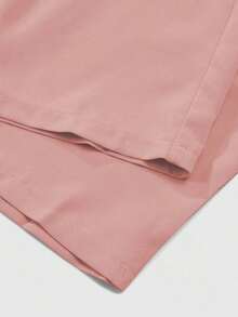 Conjunto informal de mujer con blusa de cuello en V plisada y pantalones de pierna ancha de unicolor - Rosa vieja - Ver 4