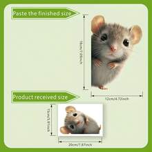 1/3/5pcs Static Glass Film, Cute Probe Mouse Pattern Window Sticker, Double-Sided Printing Removable Privacy Screen Decal, Decorative Sunshade For Home Window Decoration And Interior Glass Surface Ornament - Cute Mouse Window Stickers - View 3