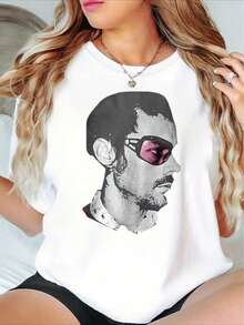 Ropa de mujer a la moda, adecuada para todas las estaciones, inspirada en una clásica película de culto antiutópica.El personaje de Taylor Deaton representa una rebelión contra el consumismo, y sus gafas de sol, chaqueta de cuero roja y camisa floral se han convertido en símbolos de la cultura pop en las camisetas.blusa casual mujer verano - Blanco - Ver 7