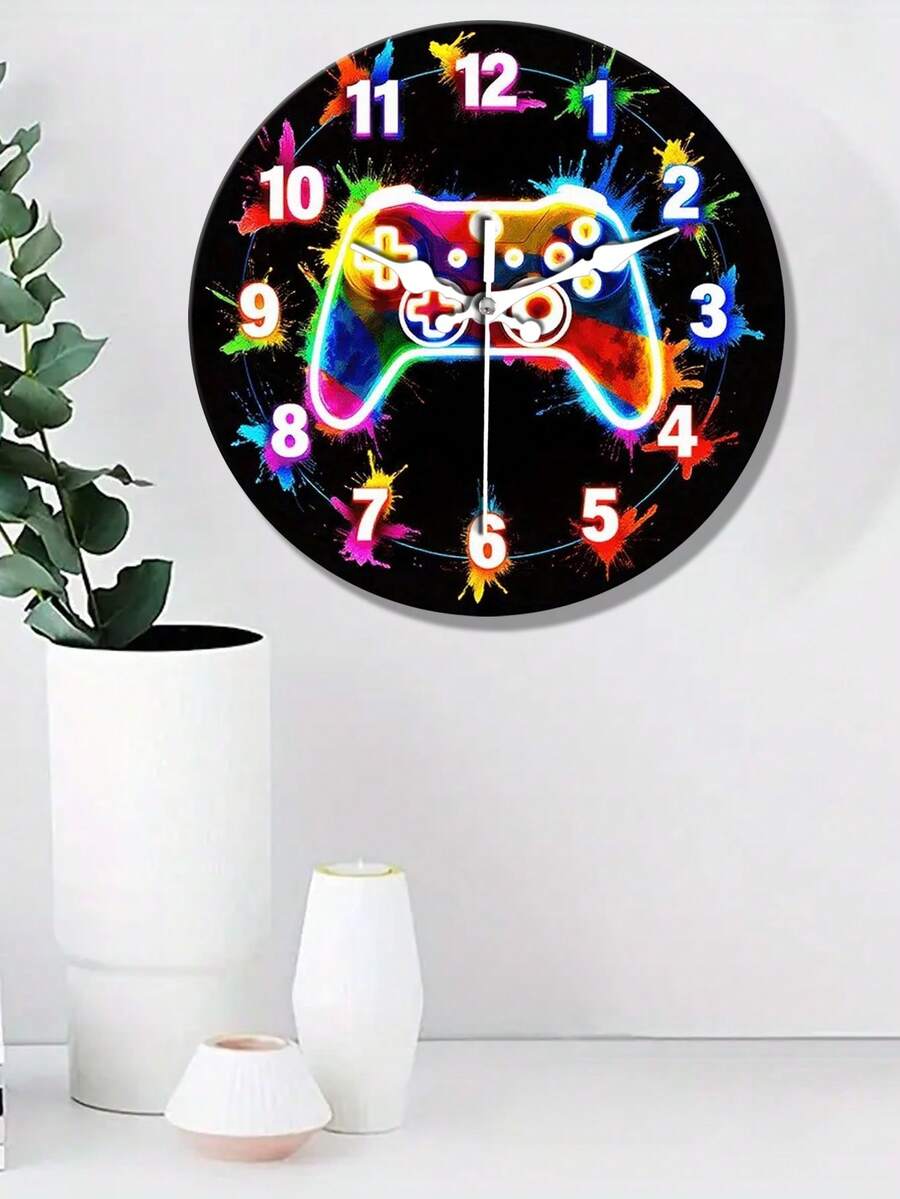 1 chiếc đồng hồ treo tường im lặng chủ đề trò chơi điện tử 10 inch/12 inch - màn hình kỹ thuật số gỗ tròn, lý tưởng cho phòng ngủ, phòng khách, trang trí quán bar, quà tặng ngày lễ hoàn hảo, đồng hồ treo tường phòng ngủ trang trí chủ đề trò chơi vận hành im lặng - Nhiều màu - Xem 1