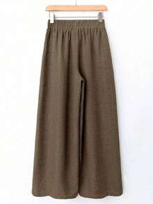 Pantalones casuales de unicolor para mujer, aptos para el verano - Café integral - Ver 2