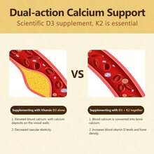 Supplement Vitamin D3K2, 250 Veggie Softgels, 2 In 1 (5000 D3+100mcg K2 MK7)| Healthy Bones, Teeth, Heart, Immune System Healthcare Dietary Fitness Edible - 3PCS - 查看 3