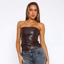 Camiseta sin mangas para mujer, novedad de verano, ropa de calle a la moda para fiesta y Club, camiseta sin mangas Sexy lisa sin mangas elegante para mujer, Top corto ajustado sin mangas - Negro - Ver 4
