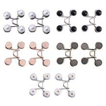 2 piezas de botones ajustables sin coser para jeans - Apretador de cintura reutilizable e invisible para pantalones y ropa, de metal duradero - 2 juegos de plata - Ver 9