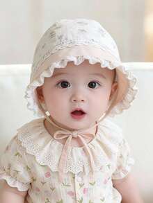 1 pieza Gorro para bebé niña, para primavera/verano/otoño, sombrero de cúpula suave tipo princesa para protección solar para bebés, uso versátil diario - 1PC - Ver 8