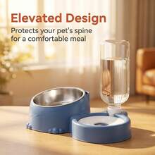 Mangkuk Air & Makanan Otomatis 2-in-1 untuk Kucing & Anjing, Mangkuk Makan Hewan Peliharaan, Mencegah Cedera Leher & Benturan, Pilihan Warna Beragam, Cocok untuk Anjing & Kucing Kecil - Kapasitas besar - View 4