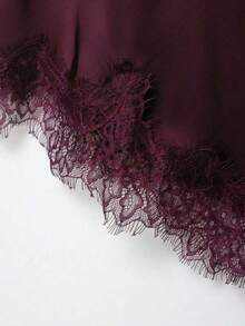 Seelio Nuevo Top de estilo lencería sexy con decoración de encaje, estilo europeo y americano, para mujer, color negro, para verano - Rojo violeta - Ver 7