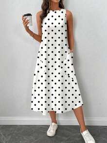 Vestido casual de mujer de longitud media con estampado, adecuado para primavera y verano - Multicolor 2 - Ver 4