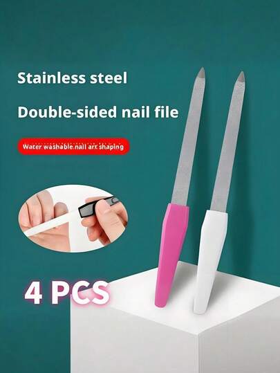 4 Piezas de Limas de Uñas Profesionales de Doble Cara, para Crear Uñas Suaves y Brillantes - Altamente Adecuadas para Uso Doméstico y de Salón