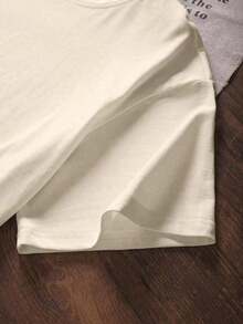 Women's Casual Short-Sleeve Crew Neck T-Shirt With Letter And Graphic Print For Summer, Made Of Pure Cotton. Women's T-Shirts, Women's Blouses, Casual Blouses For Ladies - 杏 - 查看 3