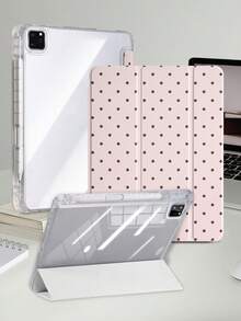 1 chiếc ốp lưng máy tính bảng gấp ba trong suốt bằng acrylic họa tiết chấm bi, tương thích với iPad thế hệ thứ 10/11/10.2/10.5/Air4/Air5/10.9/Pro 11/Air 11 inch (M2)-2024/Pro 11 inch (M4)-2024/ Air 11 inch (M3) 2025/ (A16) 11 inch thế hệ thứ 11 2025 Mini6/Mini7/Air1/Air2/9.7, tích hợp khe cắm bút cảm ứng, mặt lưng acrylic trong suốt cao cấp chống cong vênh, chống trầy xước, chống rơi vỡ, chân đế gấp ba có thể điều chỉnh, nam châm/tự động ngủ & thức, ốp bảo vệ máy tính bảng kiểu dáng tối giản/vui tươi/thường ngày/tươi mới, không bao gồm bút cảm ứng, một số mẫu có khung viền. - Hồng - Xem 8