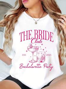 Camiseta casual de manga corta para mujer con diseños creativos, cuello redondo suave, ligera y transpirable, adecuada para uso informal. - Blanco - Ver 7
