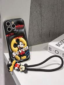 Disney Mickey Mouse Phone Case With Mickey Charm And Lanyard - Cute Mickey Protective Case With "We're Family" Quote And Black Background Design, Equipped With Delicate Mickey Decorative Lanyard And Beaded Bracelet For Easy Carrying, Compatible With IPhone 17, 16, 15, 14, 13, 12, 11 Pro Series, Ideal For Birthdays, Holidays, Anniversaries, Graduation Gifts, Or Any Special Occasion To Surprise Family, Friends, Classmates, And Loved Ones. - 白色 - 查看 5