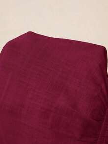 Blusa de manga larga con cuello en V profundo y lazo al frente, elegante para oficina, de unicolor - Burdeos - Ver 9
