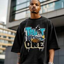 Dunkare Sneaker Match Graphic T-Shirt For Men And Women - Retro Gamma Blue 11s Streetwear | Unisex, Regular Fit, Vintage Style Y2K - 白色 - 別相信任何人滴水 - 查看 3