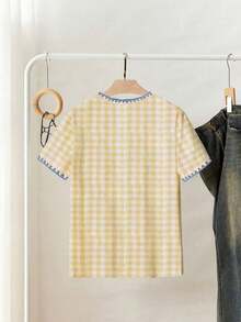 Camiseta casual de mujer con estampado de oso a rayas, verano - Amarillo 2 - Ver 2