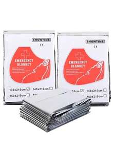 1pc Silver Reflective Survival Emergency Blanket, Suitable For Camping, Hiking, Marathon, First Aid Kit, Lightweight Waterproof Thermal Blanket - Multicolor - View 8