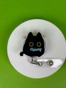 1pc Retractable Cat Badge Reel, Cute Black Cat Acrylic Expandable Badge Holder, Suitable For Nurses, Doctors, Volunteers, Teachers ID Badge, Valentine's Day, Back To School Gift - Multicolor - View 20