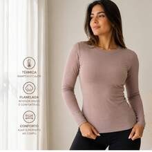 Women's Thermal Base Layer Blouse For Cold Winter - Brown - View 1