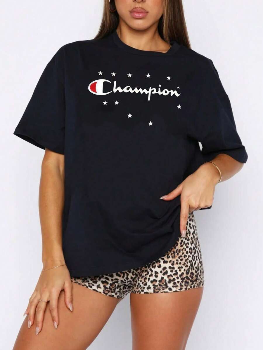 1 Piece 180g Women's T-Shirt, Men's Casual Cotton Crew Neck T-Shirt. Women's Sports T-Shirt. Designed By Y2K Artists In The Bababask Style, Made From 100% Pure Cotton. Creative Cartoon Pattern Design, Comfortable Short Sleeves - 黑色9 - 查看 1
