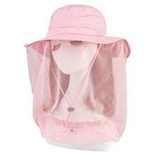 Mosquito Head Net Hat, Safari Sun Hat with Veil Mesh Protection from Insect - Rosado - Ver 8