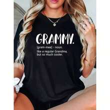Playera, Camiseta Básica Grammy, Suave y Elástica, Camiseta Casual para Mujer con Estampado Gráfico Grammy, Lavable a Máquina, Cuello Redondo, Manga Corta, para Primavera, Verano, Otoño, Negra con Letras Blancas, Camisetas para Mujer, Ropa para Fanáticos de la Música, Camiseta de Corte Relajado, Tejido Transpirable, Alta Elasticidad, Mezcla de Algodón Puro, 100% Algodón, Para salir, Fresca - Negro - Ver 2