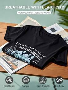 Women's T-Shirt: If My Mouth Doesn't Say It, My Face Will - Casual Black Short Sleeve T-Shirt, 180G 100% Cotton, Comfortable, Soft And Cute Round Neck (Available In Sizes S-2) - 黑色 - 查看 6