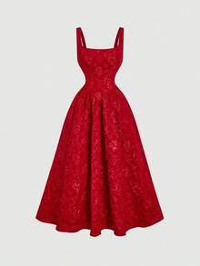 MOD Red Vintage Palace Style Jacquard Women's Dress Summer Women Dresses Brides Maid Dresses Back To School Clothes,Summer Dresses For Women - Đỏ - Xem 4