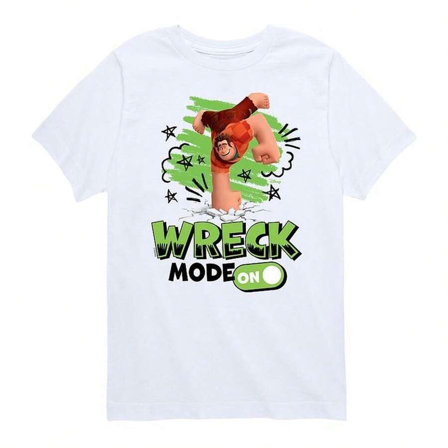 Wreck-It Ralph, Demolition Mode Activated, Boys' T1EE T-Shirt, Medium, White 220g. Essential Unisex Cotton T-Shirt, 220g Of Unique Softness. Designed To Fit Everyone, Men And Women Alike. Durable, High-Quality Fabric, Ready For Any Cut, Delicate To The Touch But Built To Last. Lightweight Tops For Women, Autumn Outfits, Vacation Wear, New Year's Costumes For Her. - 白色 - 查看 1