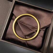 1 pieza Brazalete de bangle de círculo sólido, apto para uso diario - Dorado - Ver 2