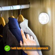 HYUNDAI Dimmable Motion Sensor Night Light, Magnetic Ceiling/Wall Mounted LED Lamp, Battery Powered (USB Rechargeable), Suitable For Bedroom, Hallway, Cabinet Etc. - Warm White, Auto-Off - White - View 2