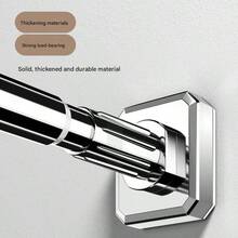 Adjustable Tension Rod - Made Of Stainless Steel With Plastic End Caps, Easy To Install Without Drilling, Suitable For Shower Curtains, Window Curtains, Door Curtains, Clothing Storage And Balcony Drying. Available In Silver, Black And White Colors. - View 11