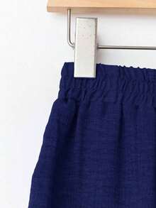 Pantalones casuales de unicolor para mujer, aptos para el verano - Azul 3 - Ver 7