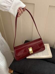 New Summer Phone Pouch, Glossy Underarm Bag, Small Backpack - Burgundy - View 12