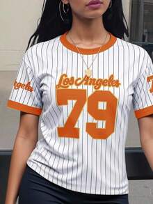 Camiseta gráfica para mujer Los Ángeles 79 - Suave, transpirable y lavable a máquina de manga corta, perfecta para usar de manera casual en primavera y verano, disponible en tallas desde XS hasta XL, camisetas para señoras - Multicolor 8 - Ver 5