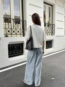 Áo dệt kim tối giản, thanh lịch, gợi cảm phong cách Mori Girl dành cho nữ, thích hợp cho mùa Xuân/Hè. - màu trắng xám - Xem 5