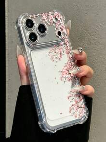 Flower Fashionable Minimalist Floral Pattern Cute Pink Sakura Transparent Anti-Drop Phone Case, Minimalist Spring Fashion Item, Suitable For Daily Use, Compatible With IPhone17/17Pro/17ProMax/16/16Pro/16ProMax/15/15Pro/15ProMax/14/13/12/11 - Clear - View 3