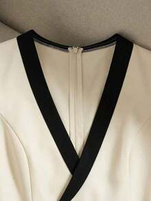 Mono de mujer, mono de mujer sin mangas con pantalón corto, mono de mujer de manga corta con hombros regulares en blanco y negro para el Día de San Valentín, diseño con botones, mono con top de tirantes en V, con cinturón, diseño de bolsillo falso, mono con pantalón corto de pierna ancha, uso versátil para el día a día, elegante para la oficina, uso intelectual de ajuste ceñido. Mono blanco corto para mujer, mono corto de una pieza, mono corto blanco con cinturón, mono de mujer sin mangas - Albaricoque - Ver 6