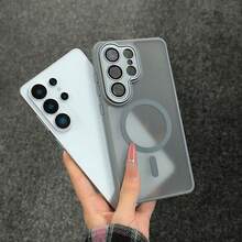 高級啞光親膚手機殼，適用於 Galaxy S26Ultra S25Ultra S24Ultra S23Ultra A56 A16 A17 A36 A26 A16 A37 A57 S24 S23FE Plus A55 A35 A54 A15 S25 S24 S23 及其他機型，全方位相機保護、內建鏡頭膜、柔軟觸感、防指紋、支援無線充電、防摔設計 - 灰色 - 查看 7