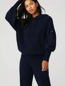 Alo Yoga Hoodie CASHMERE JET SET Warmth Soft Versatile Easy To Wash Outdoor Daily Women Navy Blue W3513R - NAVY - 藏蓝色 - 查看 2