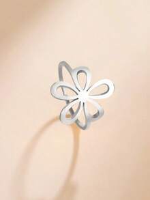 LIKGREAT 1pc Flower Ring Stainless Steel Gold Color Finger Rings Women Girls Aesthetic Bohemian Jewelry Birthday Gift Wholesale - Flower Series - View 2