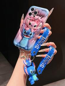 Disney Lilo & Stitch Phone Case With Stitch And Angel Charm And Stitch Lanyard - Cute Stitch And Angel Protective Case With "Disney" Logo And Playful Design, Equipped With Delicate Stitch Decorative Lanyard And Beaded Bracelet For Easy Carrying, Compatible With IPhone 17, 16, 15, 14, 13, 12, 11 Pro Series, Ideal For Birthdays, Holidays, Anniversaries, Graduation Gifts, Or Any Special Occasion To Surprise Family, Friends, Classmates, And Loved Ones. - 白色 - 查看 4