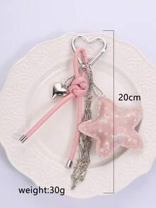 Una estrella de mar plateada brillante, bolsa rosa colgante, elemento oceánico llavero colgante, la mejor opción para accesorios de vacaciones - Plateado - Ver 6