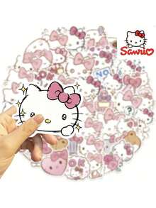 SANRIO 100张三丽鸥卡通Hello Kitty家族系列贴纸，包括Kuromi Kitty猫咪贴纸，不重复，DIY玩具贴纸/适用于各种手账，精美独特 - 彩色 - 查看 1