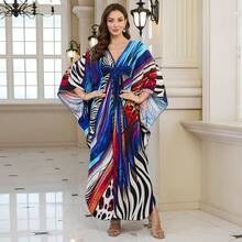Beach Cover-Up With Central Woven Positioning Print, Cross-Border (41 Colors) Y8780 Y In Stock - Y8780-1 Brown Leopard Spot - View 7