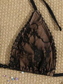 Collar de aro de encaje negro sexy para mujer, bikini de playa casual para vacaciones, adecuado para fiestas y reuniones, primavera/verano - Blanco - Ver 8