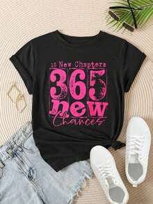 Twelve New Chapters Three Six Five - Nueva Camiseta Casual Estampada de Moda para Mujer, Adecuada para Todas las Temporadas  
 -Blanco - Negro - Ver 2