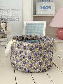 Frühlingsblüten Blumenmuster runder Wäschekorb mit großer Kapazität, Vintage Aufbewahrungsorganizer, wasserdicht, dick gewebter Stoff, schmutzabweisend, Heimorganisation, Schlafzimmerdekoration, ästhetisches Design, faltbarer Wäschekorb für Kleidung, Spielzeug, Bücher, Decken, langanhaltend, schwerer Wäschebehälter, stilvoller Haushaltskorb, perfektes Geschenk - Übersicht 7