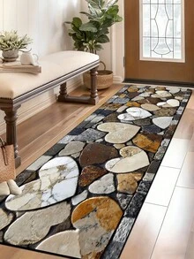 1pc Romantic Heart-Shaped Faux Pebble Diatom Mud Kitchen Mat, Multi-Color Stone Mosaic Fabric Absorbent Sponge Anti-Stain Rubber Bottom Soft Foot Mat, Kitchen Bathroom Entryway Living Room Multi-Scene Home Decor Small Rug - Multicolor - View 9